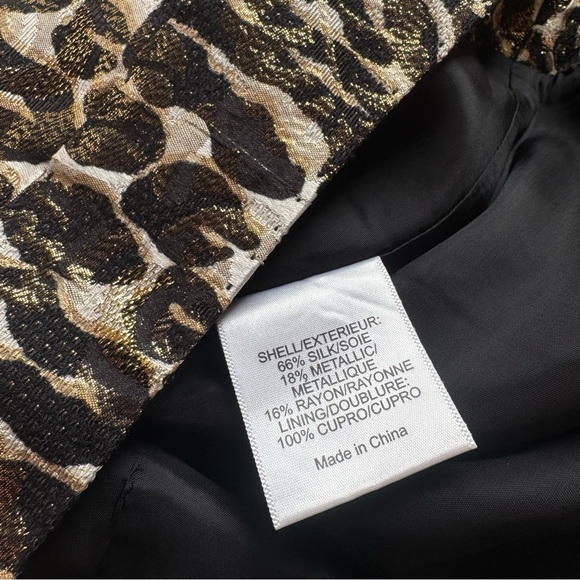 Tory Burch Silk Blend Metallic Animal Print Leopard Pencil Skirt Size 10 - Picture 5 of 5